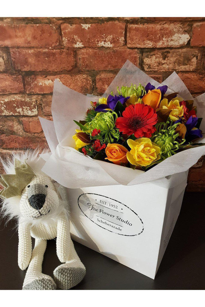 Flowers sent with a  Soft toy